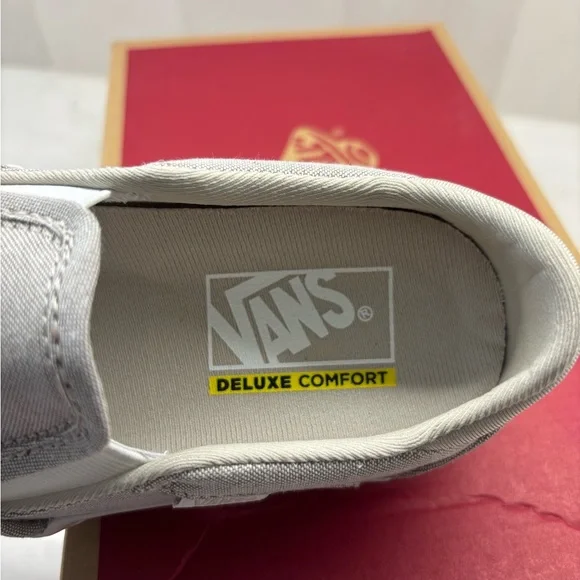Vans Slip-On Canvas Sneakers in Light Gray and White - Picture 4 of 6